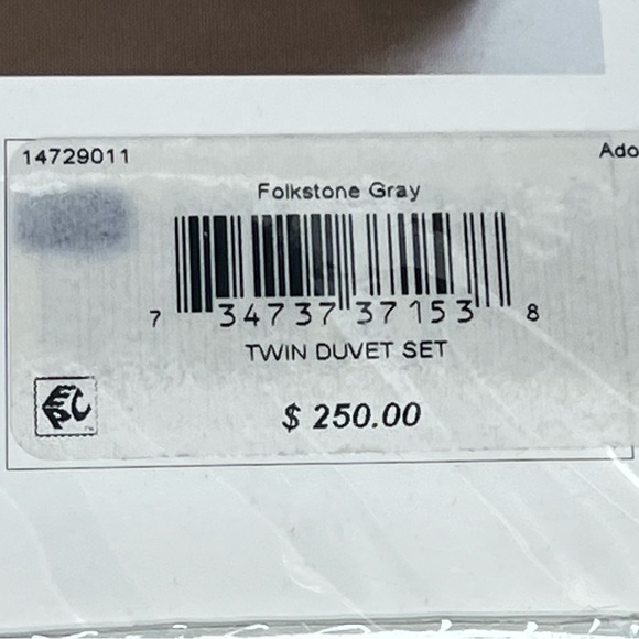 NEW $250 Lacoste Twin Duvet 68X88” Standard Sham Adour Folkstone Gray Bedding - Picture 4 of 11